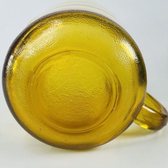 Hazel Atlas Waterfall Optic Ribbed Gold Vintage Amber Glass Pitcher MCM 1960s - Picture 10 of 12